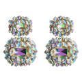 Female Earrings Exaggerated Alloy Geometric Glass  Earrings(AB Color)