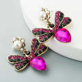 2 Pairs Boho Butterfly Exaggerated Earrings(Rose Red)
