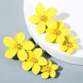 2 Pairs Multilayer Flower Earrings Alloy Paint Long Earrings(Yellow)