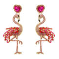 2 Pairs Creative Flamingo Earrings Womens Long Earrings With Rhinestones(Red)