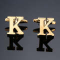 1 pair gold letters A-Z name Cufflinks men French shirt Cufflinks(K)