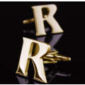 1 pair gold letters A-Z name Cufflinks men French shirt Cufflinks(R)