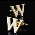 1 pair gold letters A-Z name Cufflinks men French shirt Cufflinks(W)