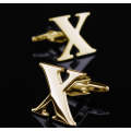 1 pair gold letters A-Z name Cufflinks men French shirt Cufflinks(X)