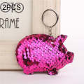 2PCS Cute Chaveiro Pig Keychain Glitter Pompom Sequins Key Chain Gifts for Women Llaveros Mujer C...