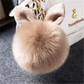 Fur Pom Keychains  Rabbit Fur Ball Keychain(khaki)