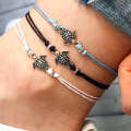 Boho Anklet Wax String Sea Turtle Lacing Foot Jewelry Beads Bracelet for Women(blue)