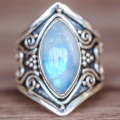 Vintage Silver Big Stone Ring for Women Fashion Bohemian Boho Jewelry, Ring Size:10