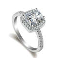 Fashion Big Cubic Crystal Silver Zircon Ring Wedding Jewelry Party Gift, Ring Size:7
