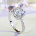 Fashion Big Cubic Crystal Silver Zircon Ring Wedding Jewelry Party Gift, Ring Size:7