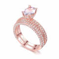 Double Row For Women Fashion Cubic Zirconia Wedding Engagement ring, Ring Size:7(Rose Gold Deputy...