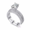 Double Row For Women Fashion Cubic Zirconia Wedding Engagement ring, Ring Size:8(Round White Gold)