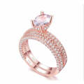 Double Row For Women Fashion Cubic Zirconia Wedding Engagement ring, Ring Size:10(Egg Shape Rose ...