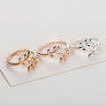 2 PCS Charms Tolive Tree Branch Leaves Adjustable Open Ring for Women(Rose Gold)
