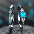 2 PCS/Set Women Fashion Zircon Gemstone Ring 10(Lake Blue)