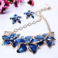 Crystal Enamel Flower Jewelry Sets For Women(Blue)