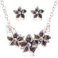 Crystal Enamel Flower Jewelry Sets For Women(Black)