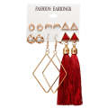 Women Long Tassel Stud Earrings Set Bohemian Flower Heart Earring(B11-02-01)