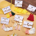 Women Long Tassel Stud Earrings Set Bohemian Flower Heart Earring(B11-02-01)