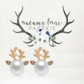 2 Pairs Micro-set Pearl Antler Earrings Deer Head  Earrings Elk Ear Studs(Gold)