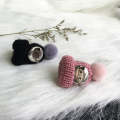 12PCS Cute Mini Knitted Hairball Hat Brooch Sweater Pins Badge(Rose red)