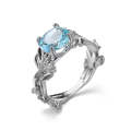 Crystal Vine Leaf Design Engagement Ring Fashion For Women Jewelry, Ring Size:6(Sky blue)