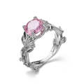 Crystal Vine Leaf Design Engagement Ring Fashion For Women Jewelry, Ring Size:9(Pink)