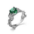 Crystal Vine Leaf Design Engagement Ring Fashion For Women Jewelry, Ring Size:10(Green)