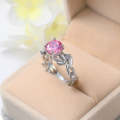 Crystal Vine Leaf Design Engagement Ring Fashion For Women Jewelry, Ring Size:11(Pink)
