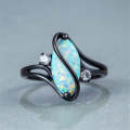 S Shape Opal Stone Black Color Rings Fashion Jewelry For Women, Ring Size:10(Black)