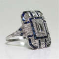 Luxury Square Women Crystal Zircon Engagement Ring, Ring Size:10(Purple)