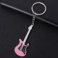 2 PCS Creative Guitar Keychain Metal Musical Instrument Pendant(Pink)