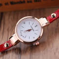 Fashion Women Casual Bracelet Leather Band Watch(Beige)