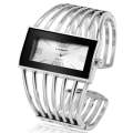 WAT2008 Alloy Bracelet Watch Creative Rectangular Dial Quartz Watch for Women(Silver+White)