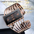 WAT2008 Alloy Bracelet Watch Creative Rectangular Dial Quartz Watch for Women(Rose Gold+Black)