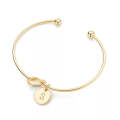 Alloy Letter S Bracelet Snake Chain Charm Bracelets, Size:S (Gold)