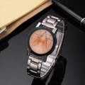 2 PCS Brown Glass Gear Tungsten Steel Strap Watch for Men / Women(Women White)