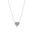 Crystal Heart Pendant Necklace Female Short Chain Necklace(Silver)
