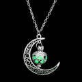 Women Moon Glowing Luminous Gem Charm Necklace Jewelry(Green)