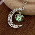 Women Moon Glowing Luminous Gem Charm Necklace Jewelry(Green)