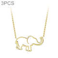 3 PCS Women Stainless Steel Origami Elephant Pendant Necklaces(Gold-color)