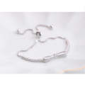 925 Sterling Silver Bracelet Bowknot Girls Stretch Bracelet(White Gold)