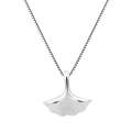 S925 Sterling Silver Ginkgo Leaf Pendant Necklace(White Gold)