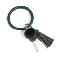 2 PCS Fringed Bracelet Keychain Circle Anti-Lost PU Leather Hairball Bracelet Keyring Pendant( Gr...