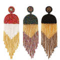 Ethnic Earrings Handmade Beaded Bohemian Tassel Earrings, Colour: Black E68671