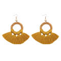 1 Pairs Ethnic Style Cotton Tassel Earrings Exaggerated Earrings Long Earrings(Turmeric)