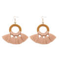 1 Pairs Ethnic Style Cotton Tassel Earrings Exaggerated Earrings Long Earrings( Pink)
