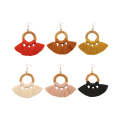 1 Pairs Ethnic Style Cotton Tassel Earrings Exaggerated Earrings Long Earrings( Pink)