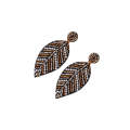 1 Pair Handmade Beaded Rice Bead Earrings Female Retro Earrings(Golden E68693)