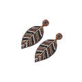 1 Pair Handmade Beaded Rice Bead Earrings Female Retro Earrings(Coffee E68693)